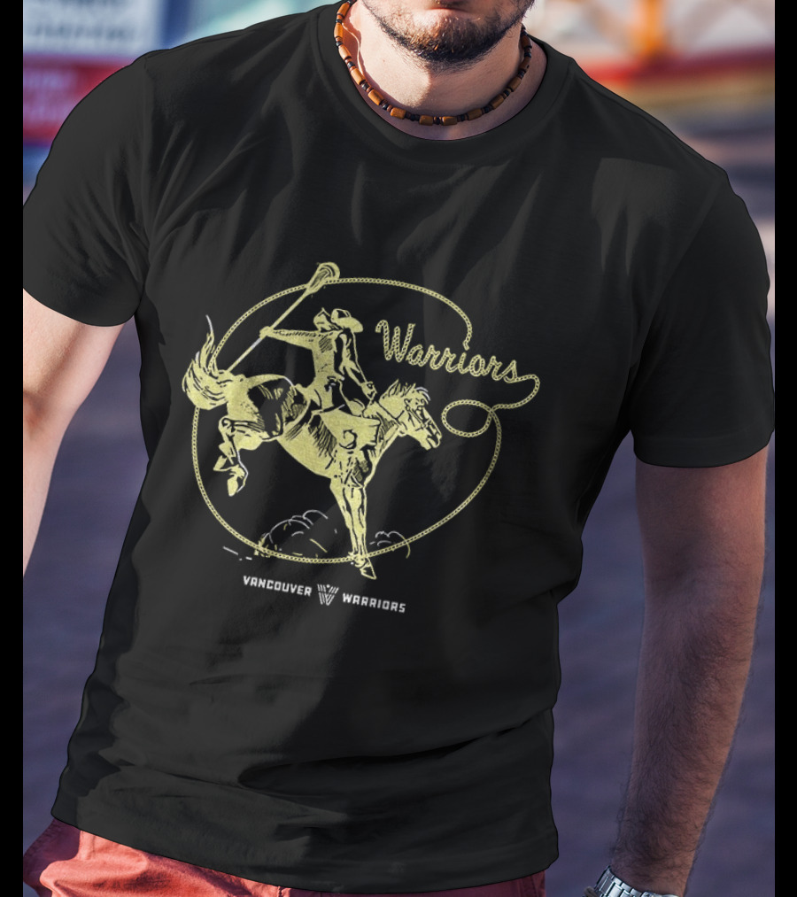 Warriors Lacrosse Cowboy Riding Horse Vancouver Warriors National Lacrosse League T-Shirt
