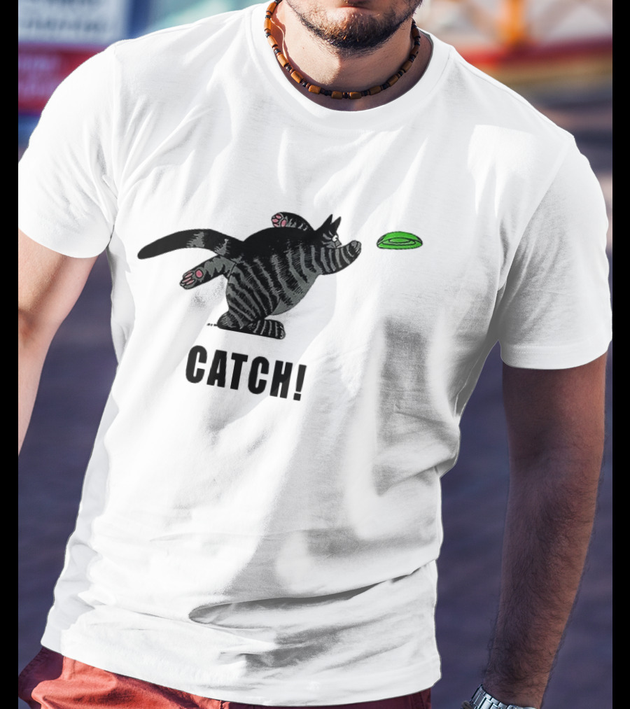 B Kliban Cat Catch Frisbee Playful Humor T-Shirt