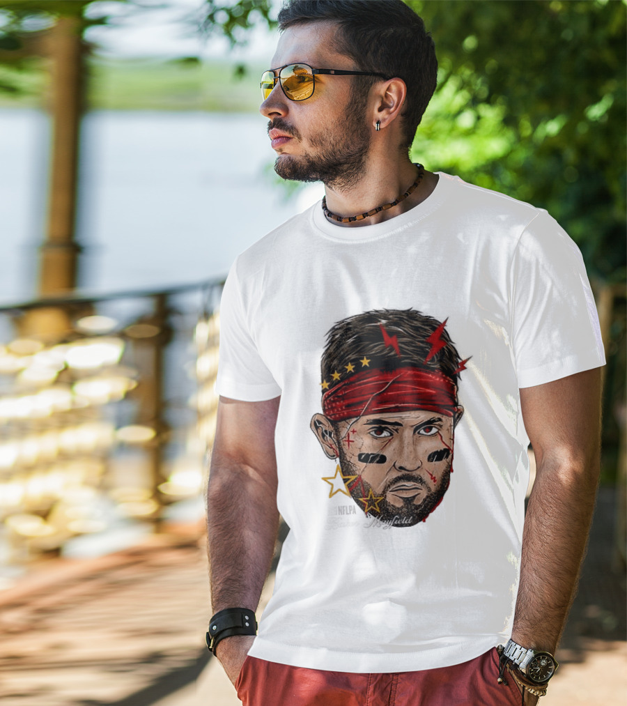 Baker Mayfield Red Bandana Star Lightning Face Paint T-Shirt