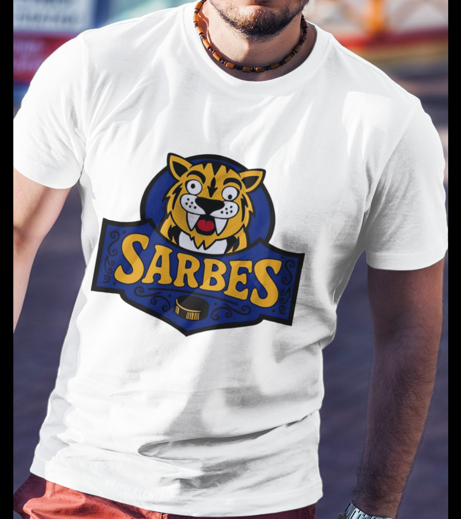 Buffalo Sarbes Hockey Tiger Mascot With Puck T-Shirt