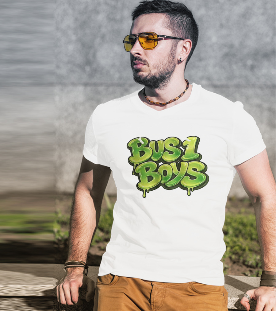 Bus 1 Boys Dripping Green Graffiti T-Shirt