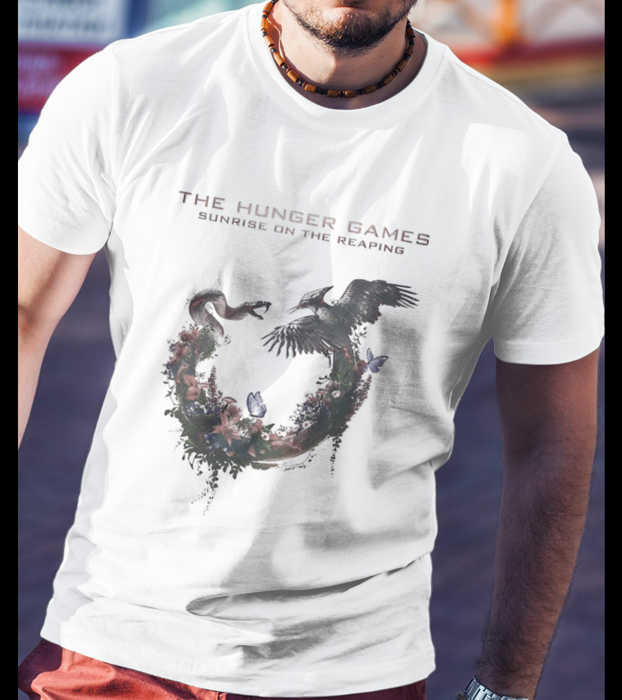The Hunger Games Sunrise On The Reaping Snake And Bird Wreath T-Shirt