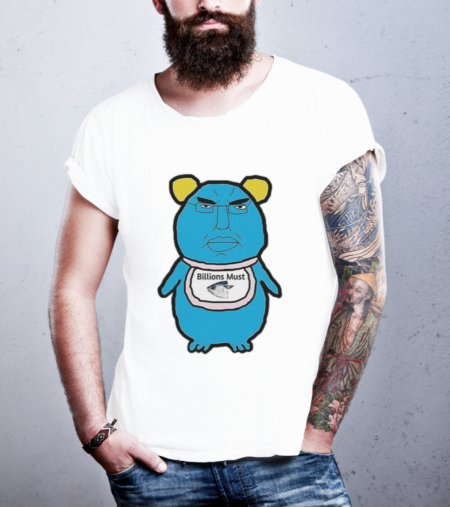 Billions Must Meme Character With Fish Bib T-Shirt