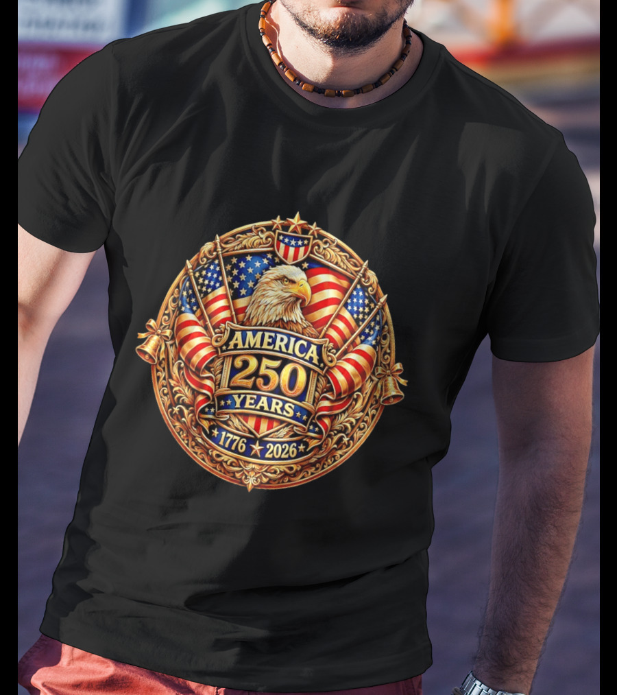 America 250 Years 1776 2026 USA Flag Eagle Anniversary T-Shirt