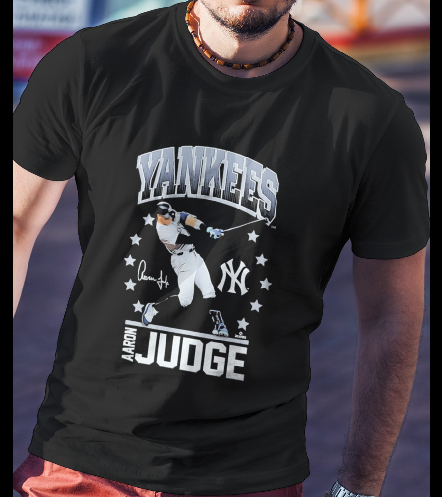 New York Yankees Aaron Judge Autograph Stars Yankee T-Shirt