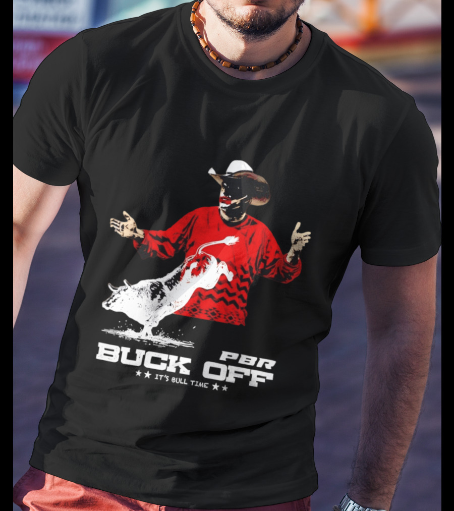 PBR Flint Buck Off It's Bull Time Cowboy Hat Bull Rider Red Sweater T-Shirt