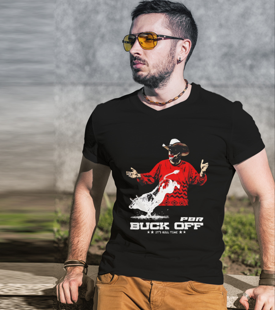 PBR Flint Buck Off It's Bull Time Cowboy Hat Bull Rider Red Sweater T-Shirt