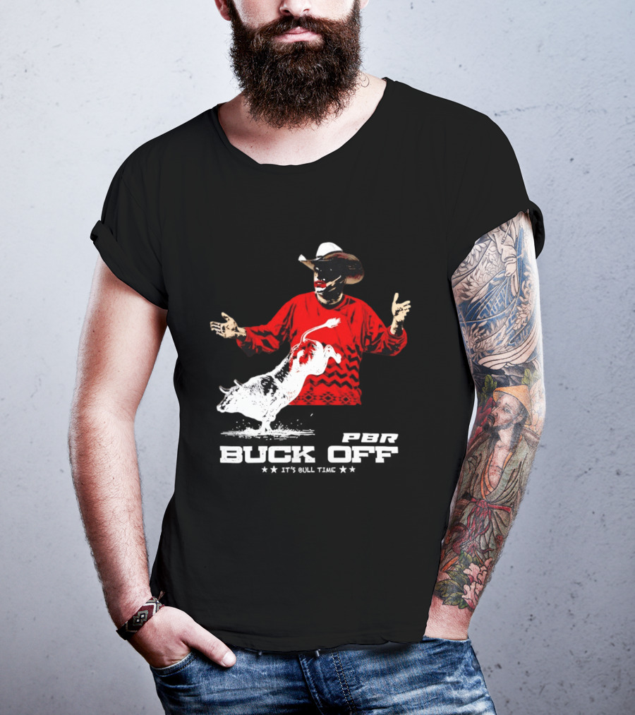 PBR Flint Buck Off It's Bull Time Cowboy Hat Bull Rider Red Sweater T-Shirt