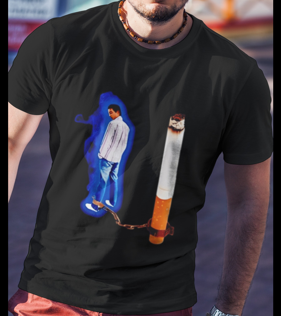 Man In Blue Jeans With Chains Connected To Burning Cigarette T-Shirt