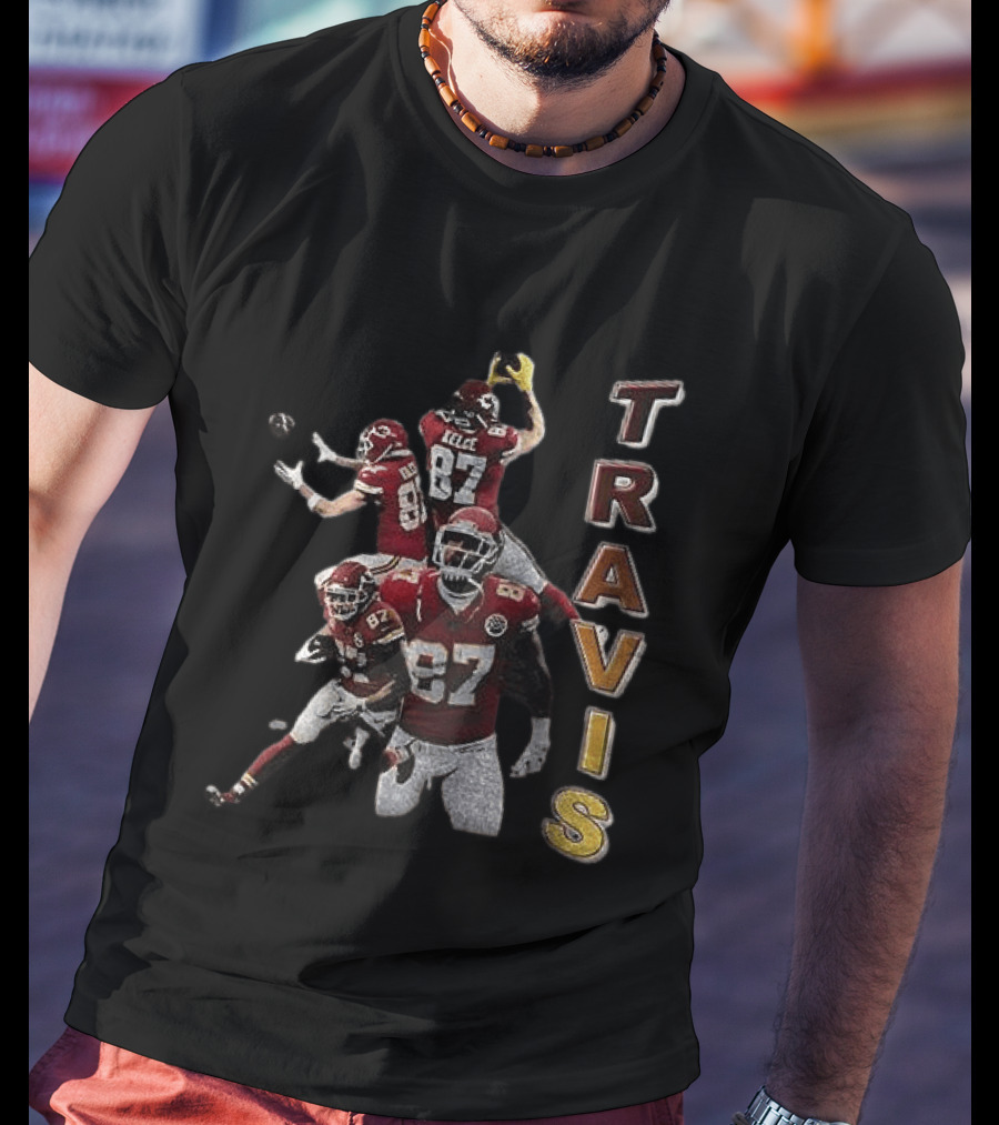 Kansas City Chiefs Travis Kelce Football Number 87 Gaming Action T-Shirt
