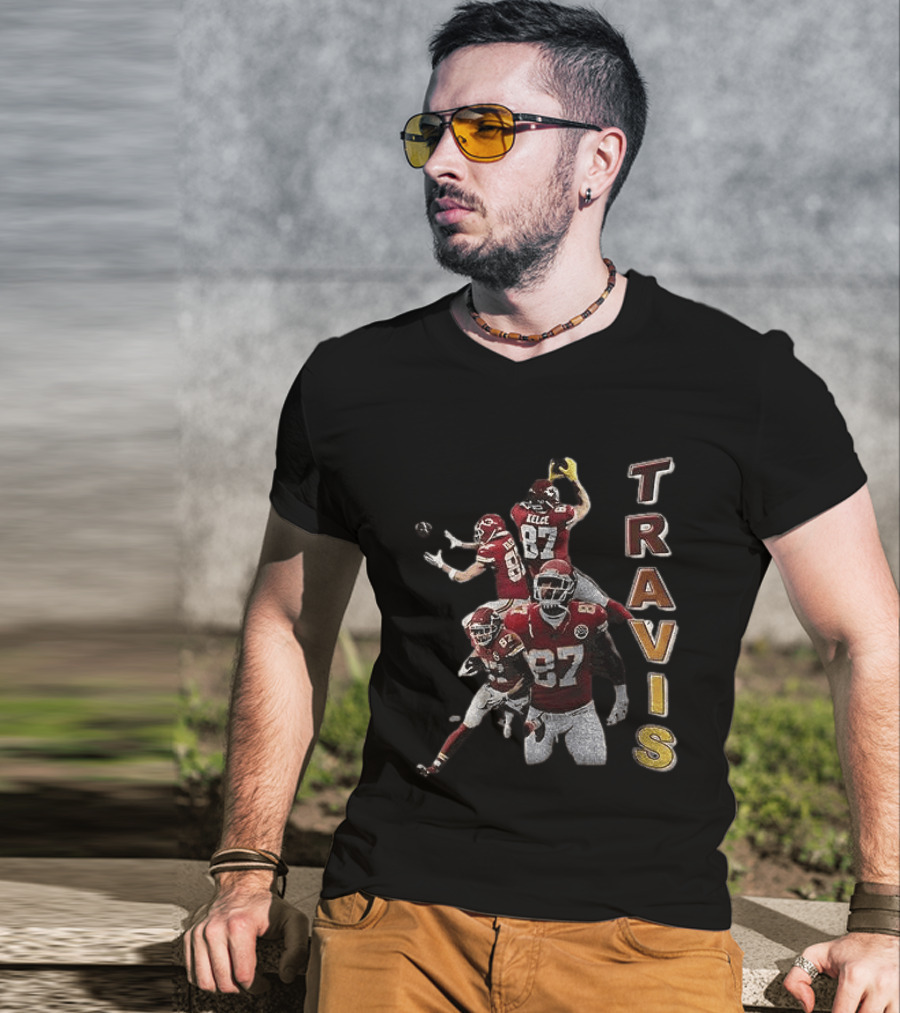 Kansas City Chiefs Travis Kelce Football Number 87 Gaming Action T-Shirt