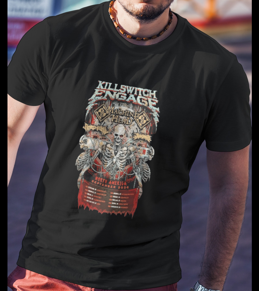 KILLSWITCH ENGAGE Machine Head North America Tour September 2026 Skeleton T-Shirt