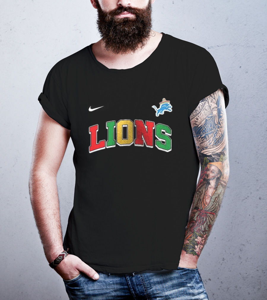 Detroit Lions Cinco De Drinko Bitchachos Sombrero Skeleton T-Shirt