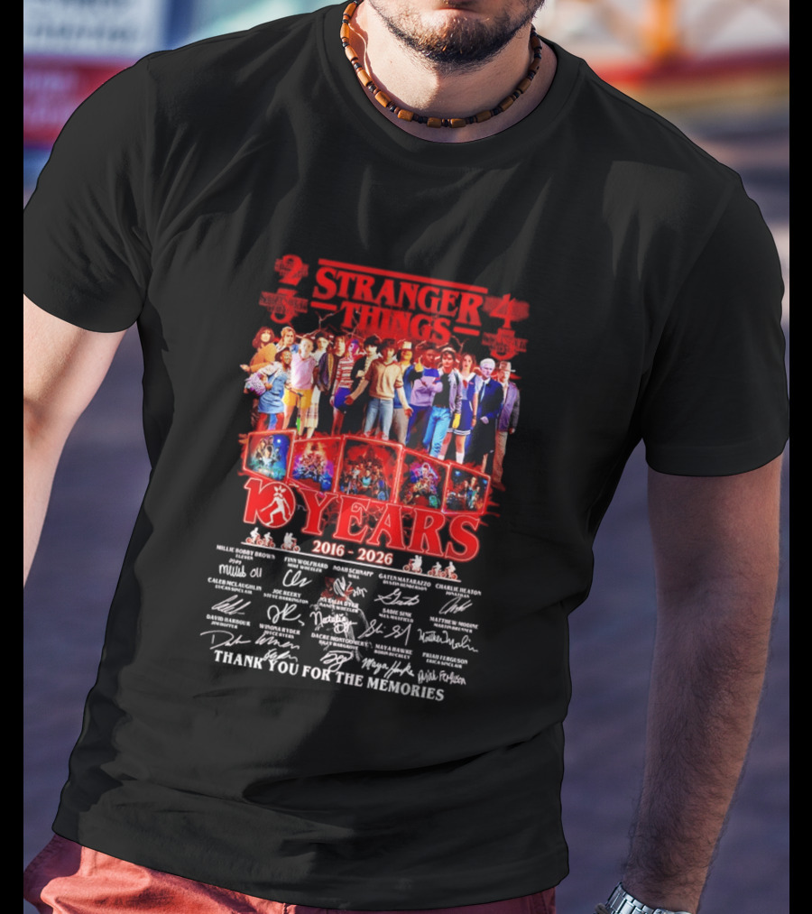 Stranger Things Seasons 2 3 4 5 2016 2026 Anniversary Thank You For The Memories T-Shirt