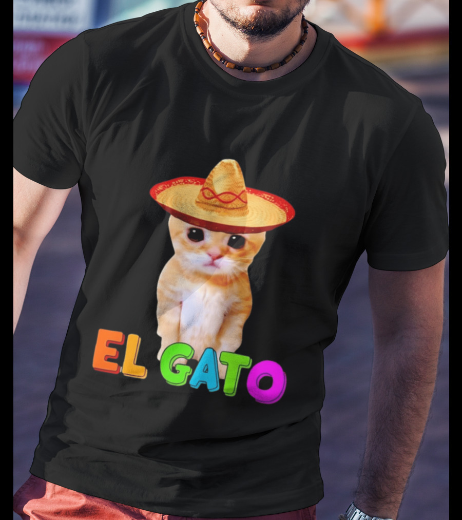 El Gato Cat Sombrero Hat Mexican Fiesta Fun Pet T-Shirt