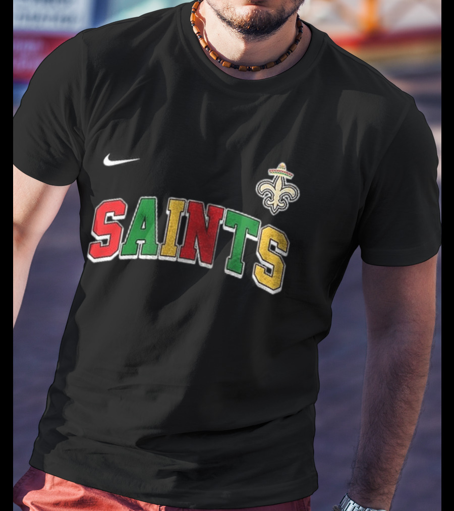 New Orleans Saints Cinco De Drinko Bitchachos Skeleton Fiesta Fleur De Lis Sombrero T-Shirt
