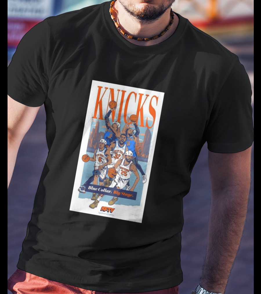 New York Knicks Blue Collar Big Stage Against All Odds Basketball Players T-Shirt
