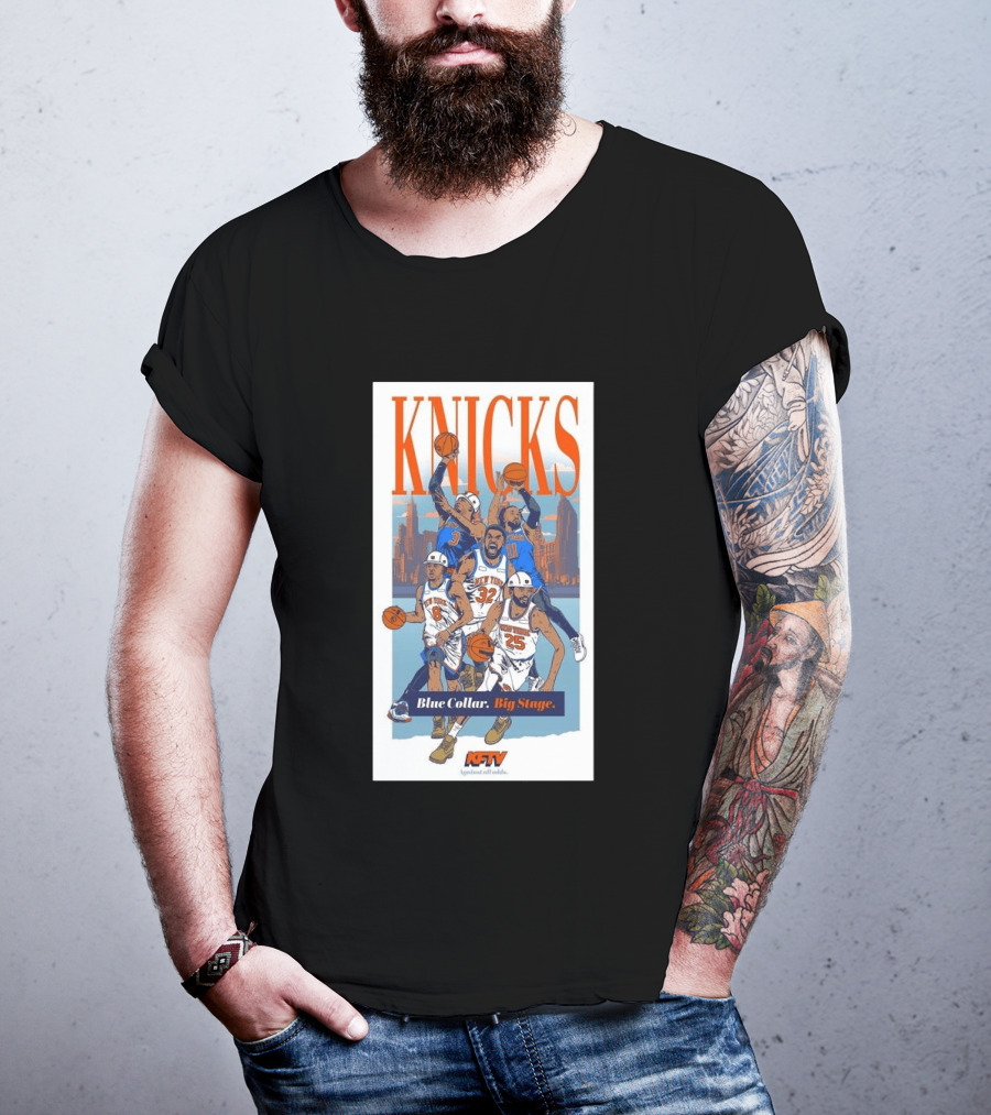 New York Knicks Blue Collar Big Stage Against All Odds Basketball Players T-Shirt