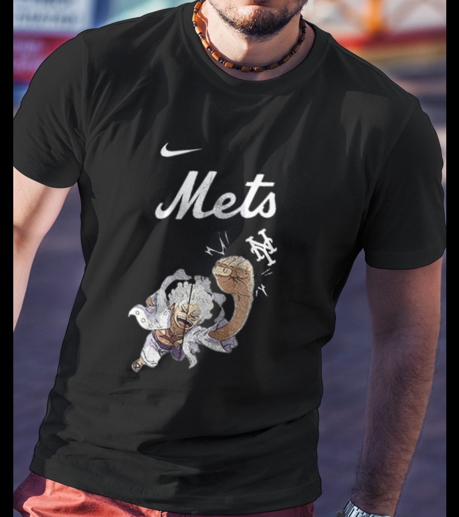 New York Mets X One Piece Luffy Nike Collaboration T-Shirt