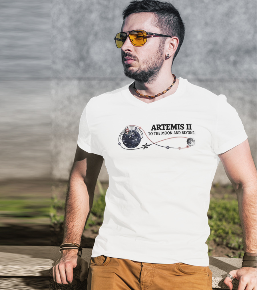 Artemis II 2026 To The Moon And Beyond Spacecraft Flight Path T-Shirt