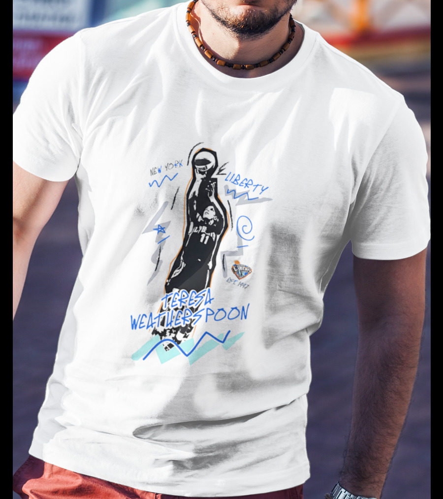 New York Liberty Teresa Weatherspoon Chalked Up Basketball Art 97 98 WNBA T-Shirt
