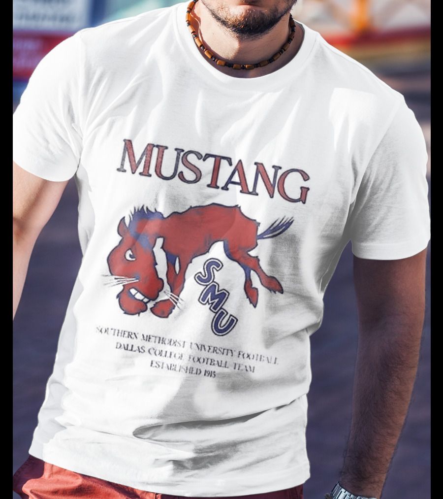 SMU Mustangs Southern Methodist University Red Blue Mustang T-Shirt