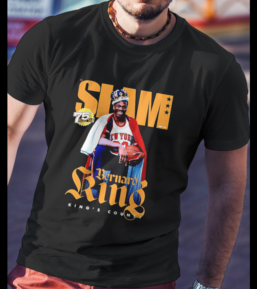 Bernard King New York Knicks Slam June 1995 King's County 75 Before 94 T-Shirt