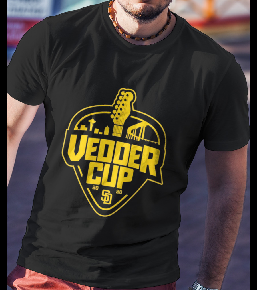 San Diego Padres 2026 Vedder Cup SD Baseball Event City Skyline Guitar T-Shirt