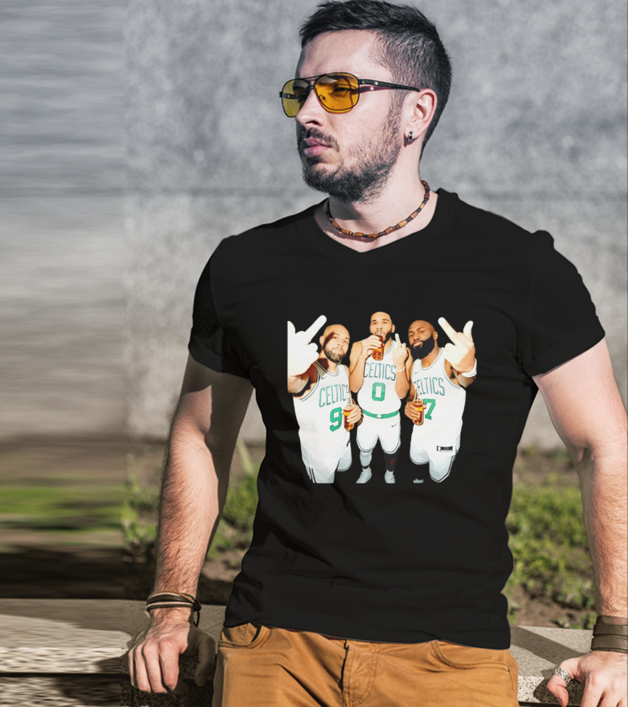 Boston Celtics Players Trinity Middle Finger Beers Humor T-Shirt