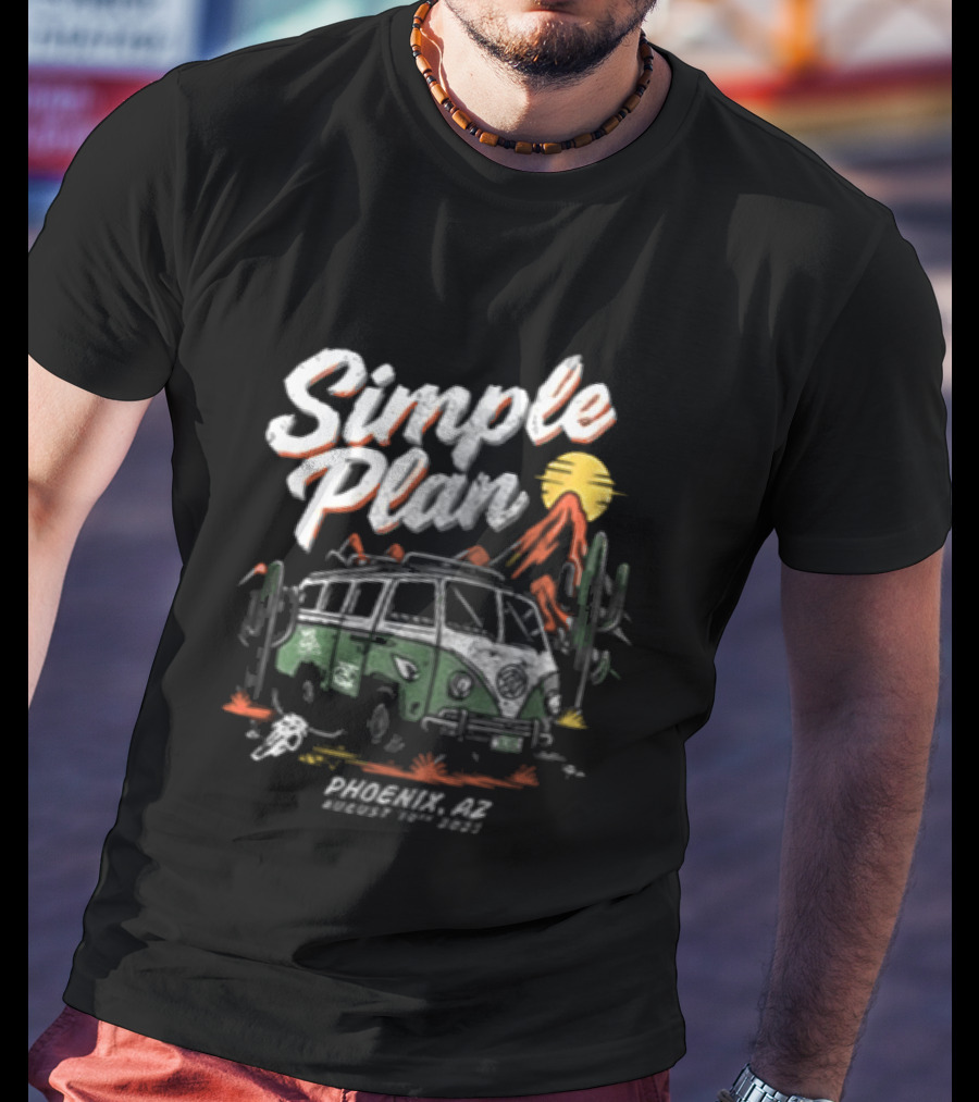 Simple Plan Bigger Than You Think Tour Vintage Van Scenic Desert Adventure T-Shirt