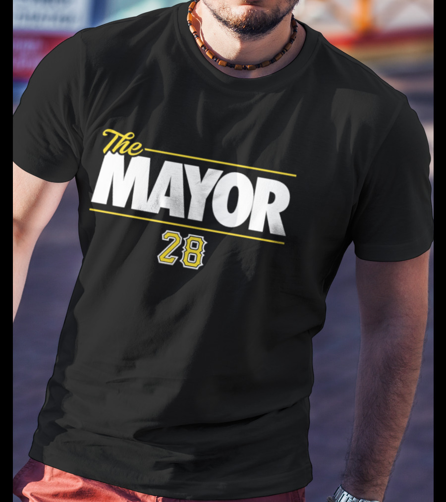 The Mayor 28 Jake Mangum Pittsburgh Pirates T-Shirt