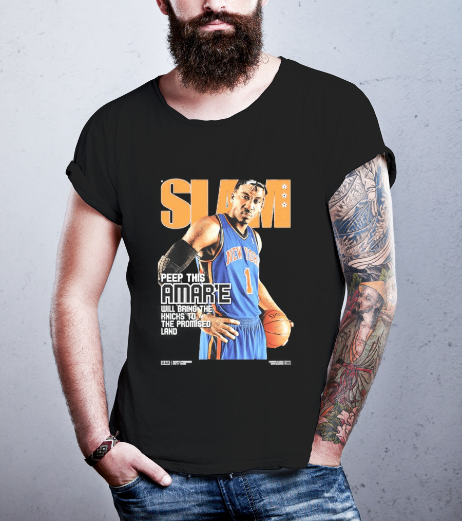 Slam Hardwood Classics Amare Stoudemire Peep This Amare Will Bring The Knicks To The Promised Land New York Knicks T-Shirt