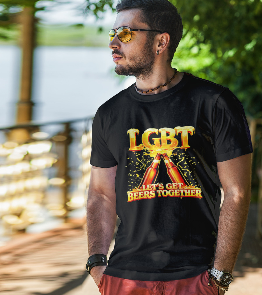 LGBT Let's Get Beers Together Celebration With Beer Bottles T-Shirt