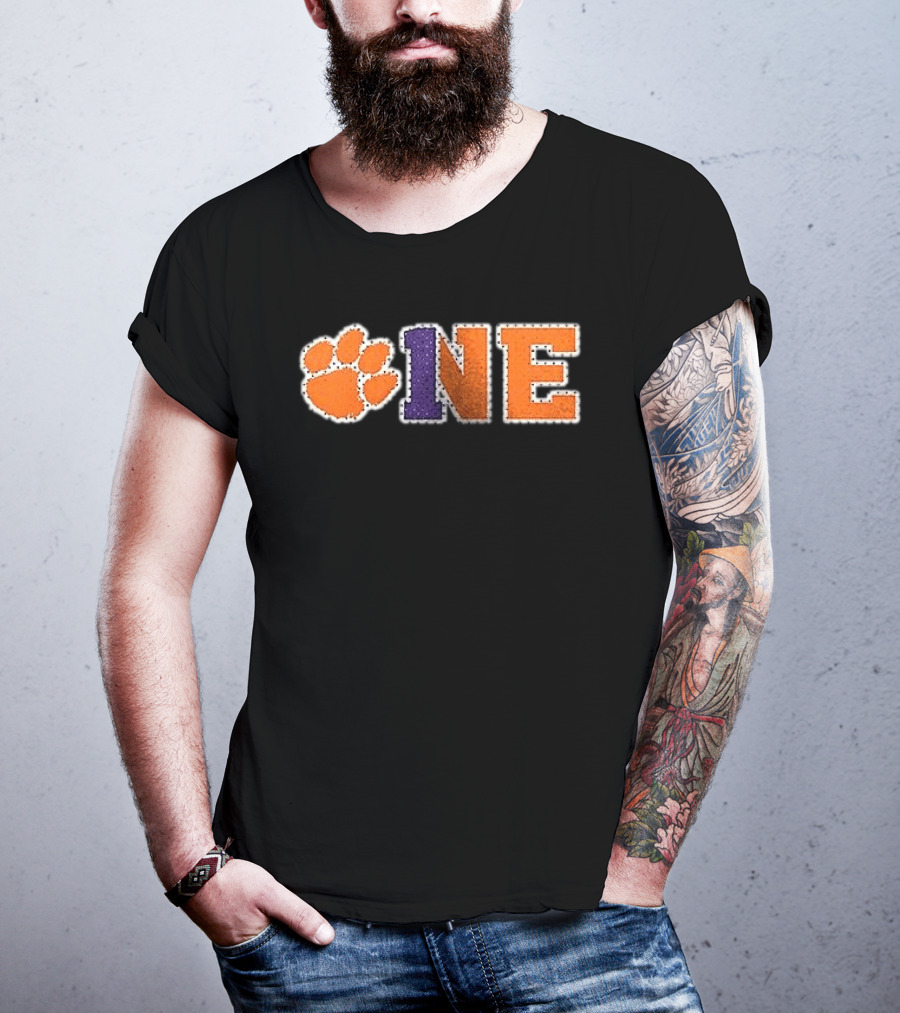 Clemson Tigers Paw Print One Orange Purple Team Spirit T-Shirt
