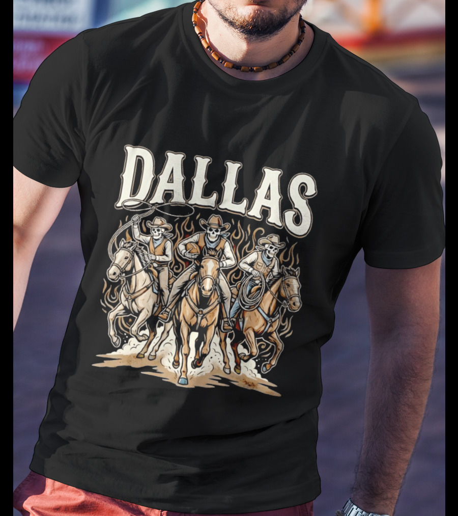 Dallas Cowboys Riding Skeletons Western Football Fans T-Shirt