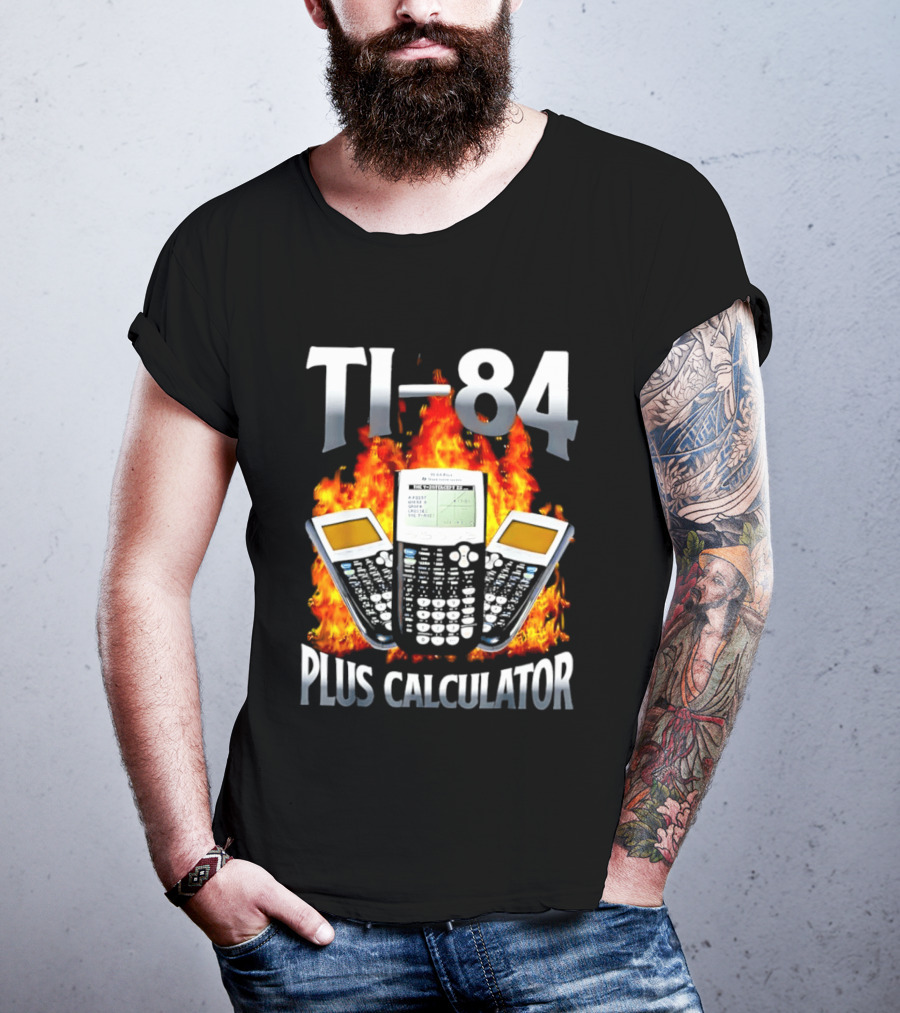 Texas Instruments TI 84 Plus Calculator Fire Flames T-Shirt