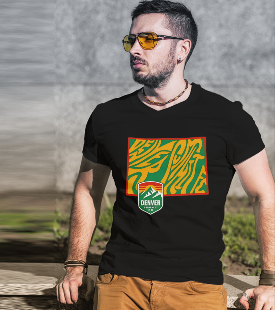 Denver Summit FC Groovy State Vibrant Mountain Soccer Club T-Shirt