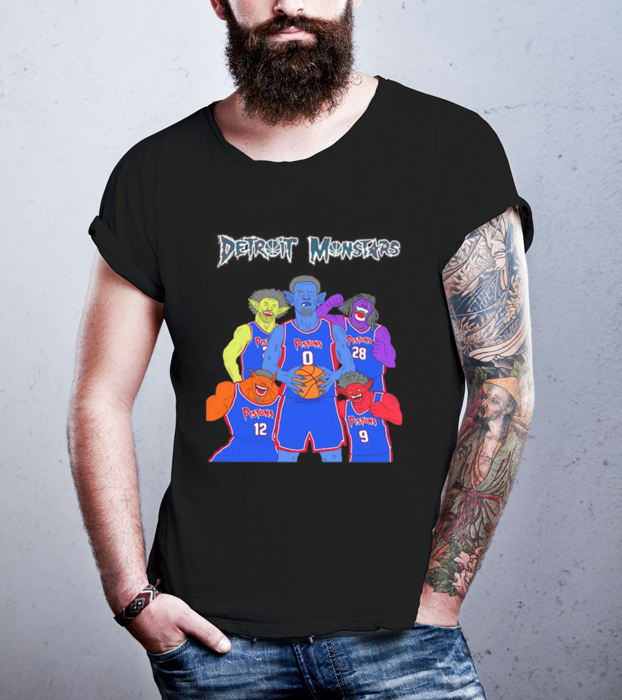 Detroit Pistons Monsters Space Jam Characters Basketball T-Shirt
