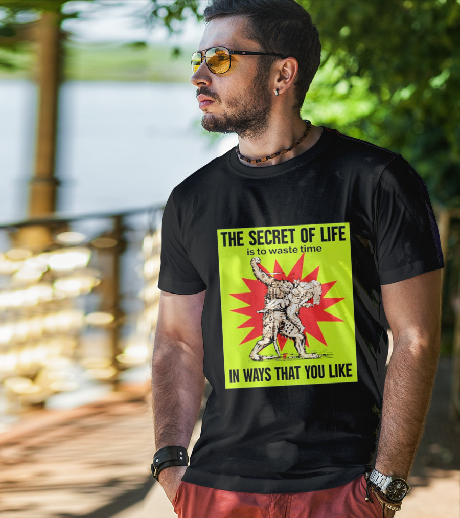 The Secret Of Life Is To Waste Time In Ways That You Like Comic Style Red Burst T-Shirt