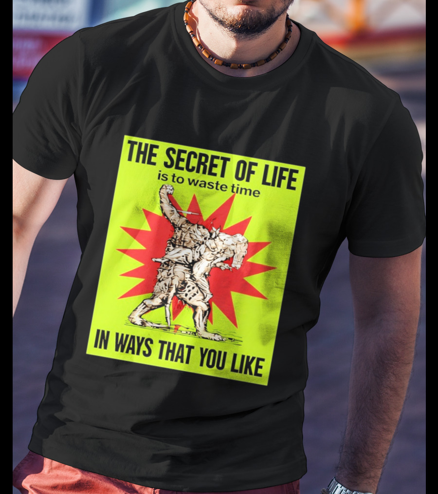 The Secret Of Life Is To Waste Time In Ways That You Like Comic Style Red Burst T-Shirt
