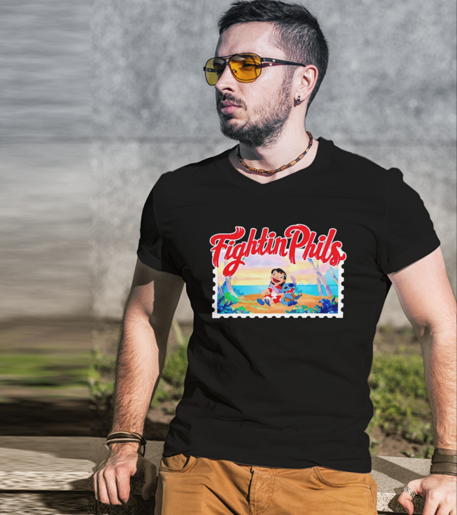 Reading Fightin Phils Lilo And Stitch Collaboration Sports T-Shirt
