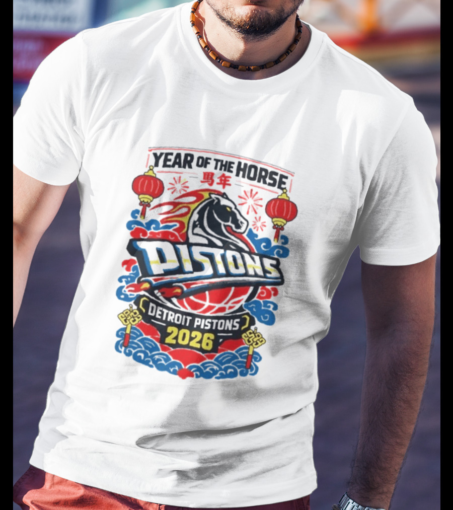 Detroit Pistons 2026 Year Of The Horse Chinese New Year Lanterns T-Shirt