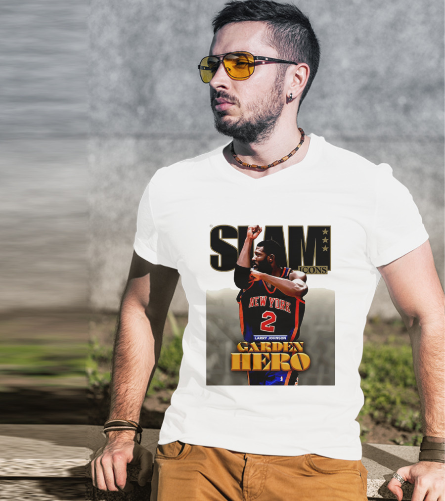 Slam Icons Larry Johnson New York 2 Garden Hero T-Shirt
