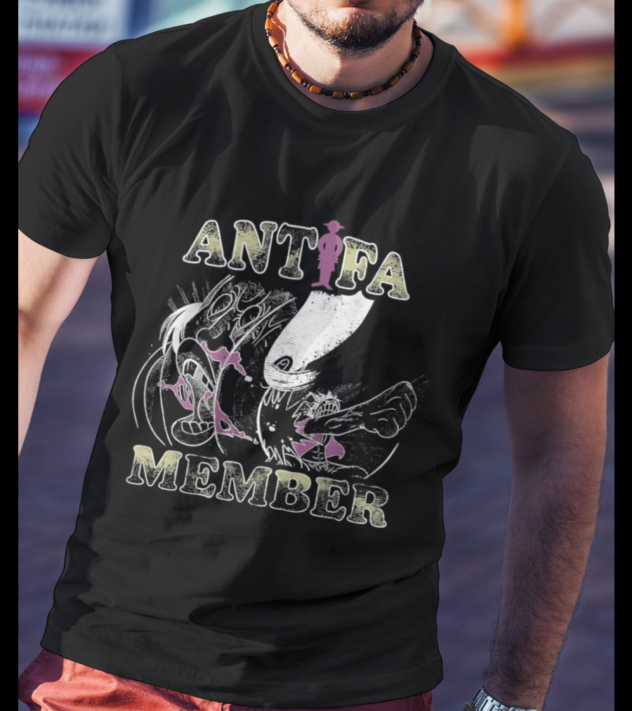 ANTIFA MEMBER Cartoon Style Koi Fish And Shark T-Shirt