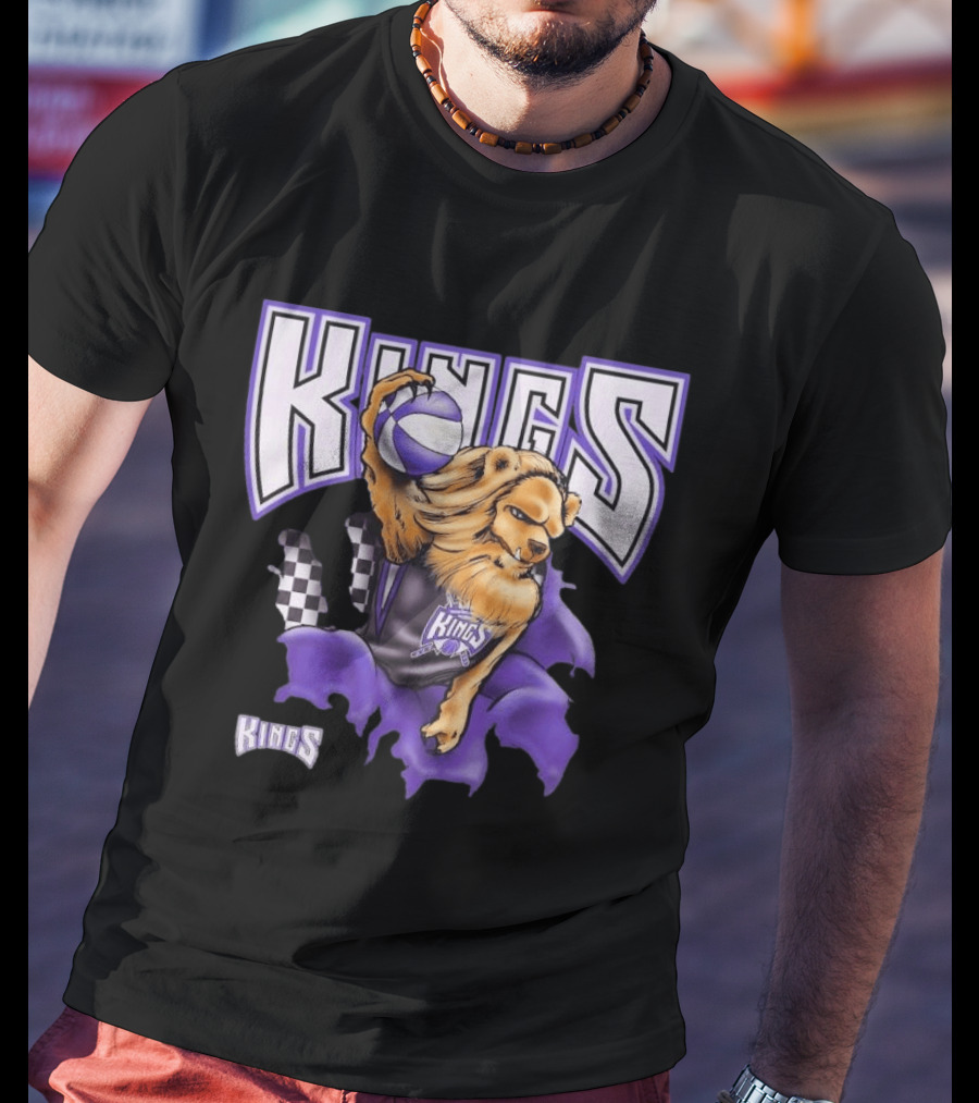 Mitchell & Ness Purple Sacramento Kings Breakthrough Fierce Lion Basketball T-Shirt