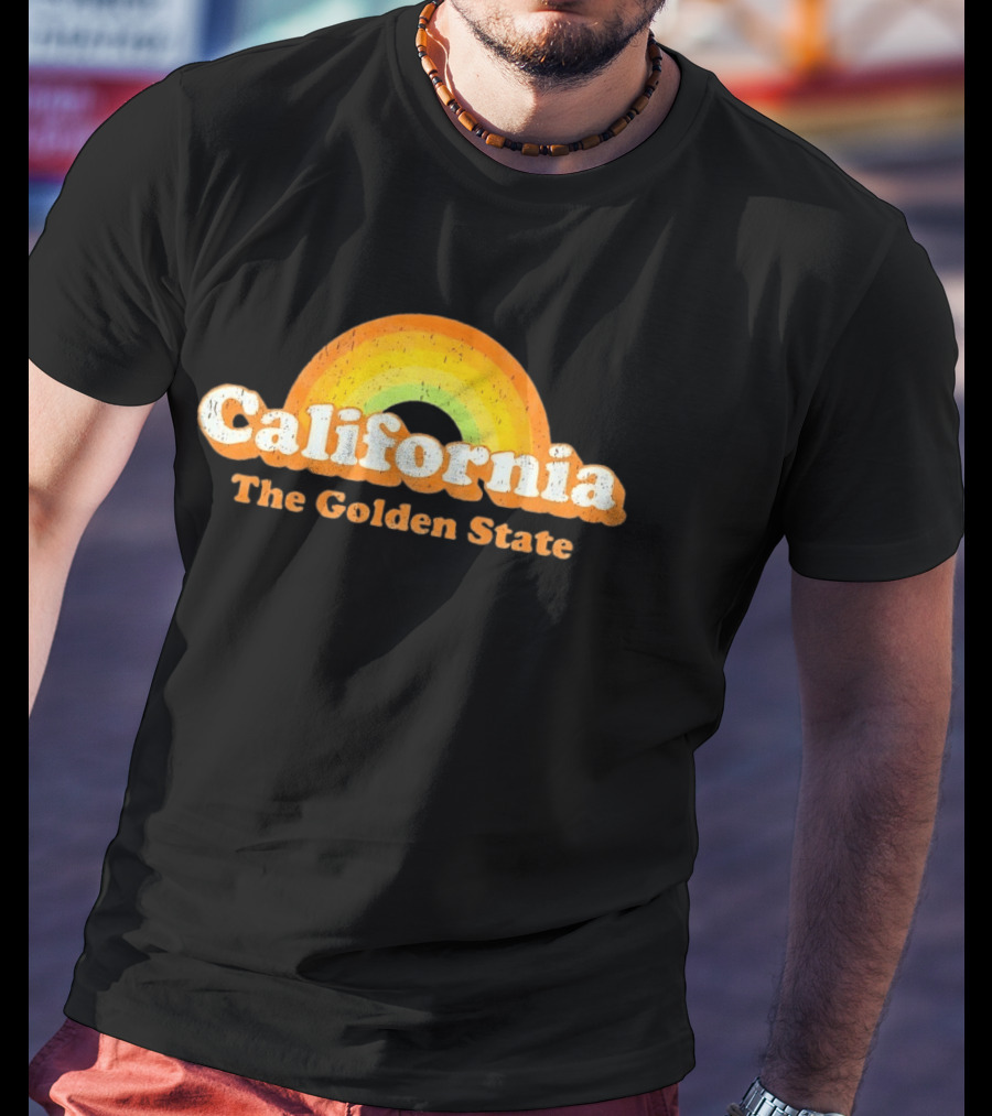 California The Golden State Retro Rainbow T-Shirt