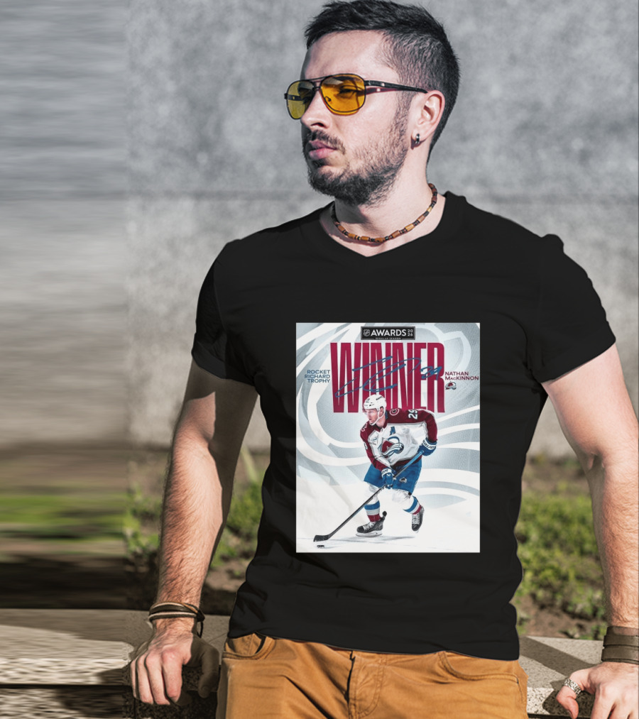 NHL 2026 Awards Rocket Richard Trophy Nathan MacKinnon Winner T-Shirt