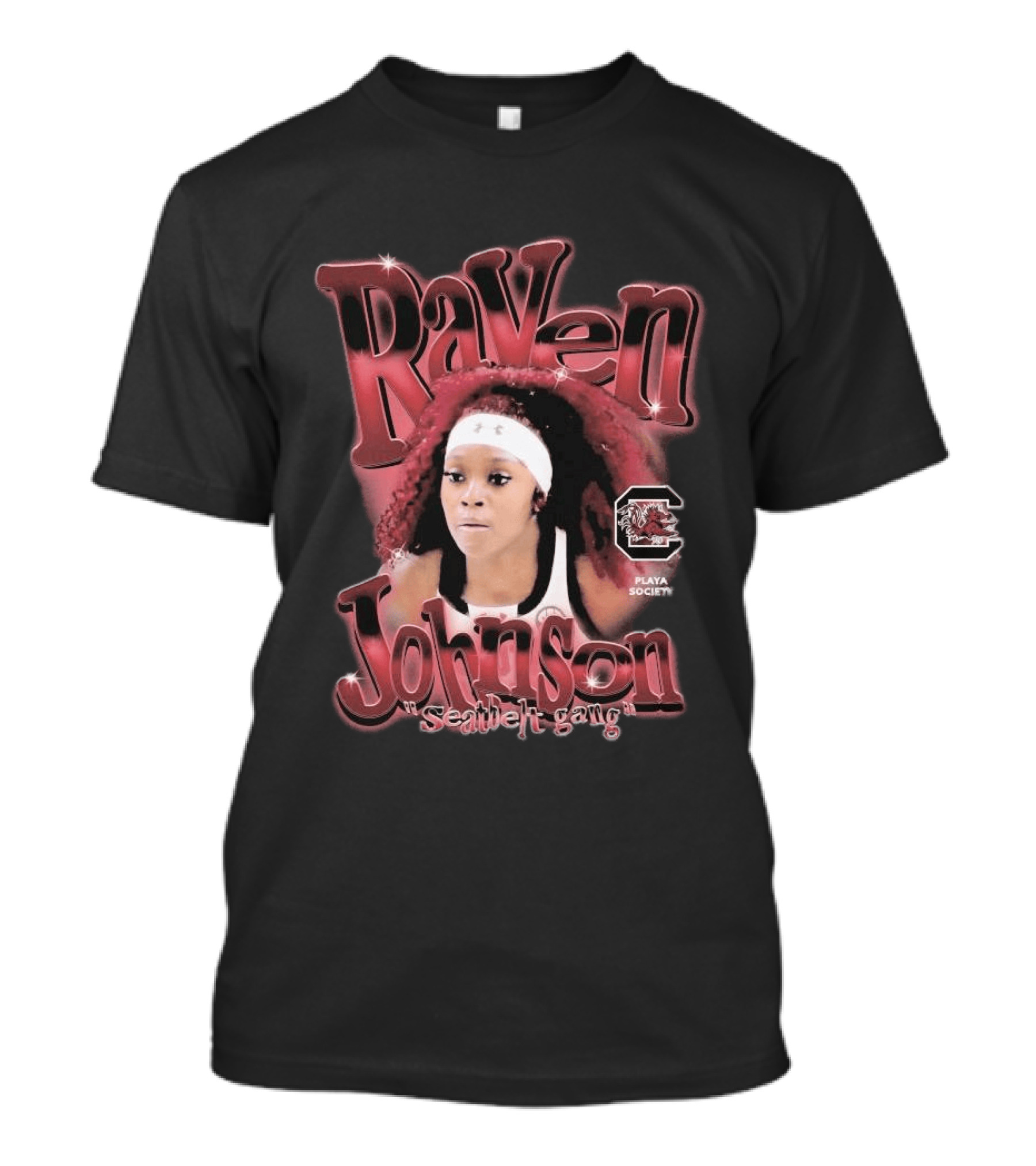 Raven Johnson Seatbelt Gang Playa Society USC Gamecocks T-Shirt