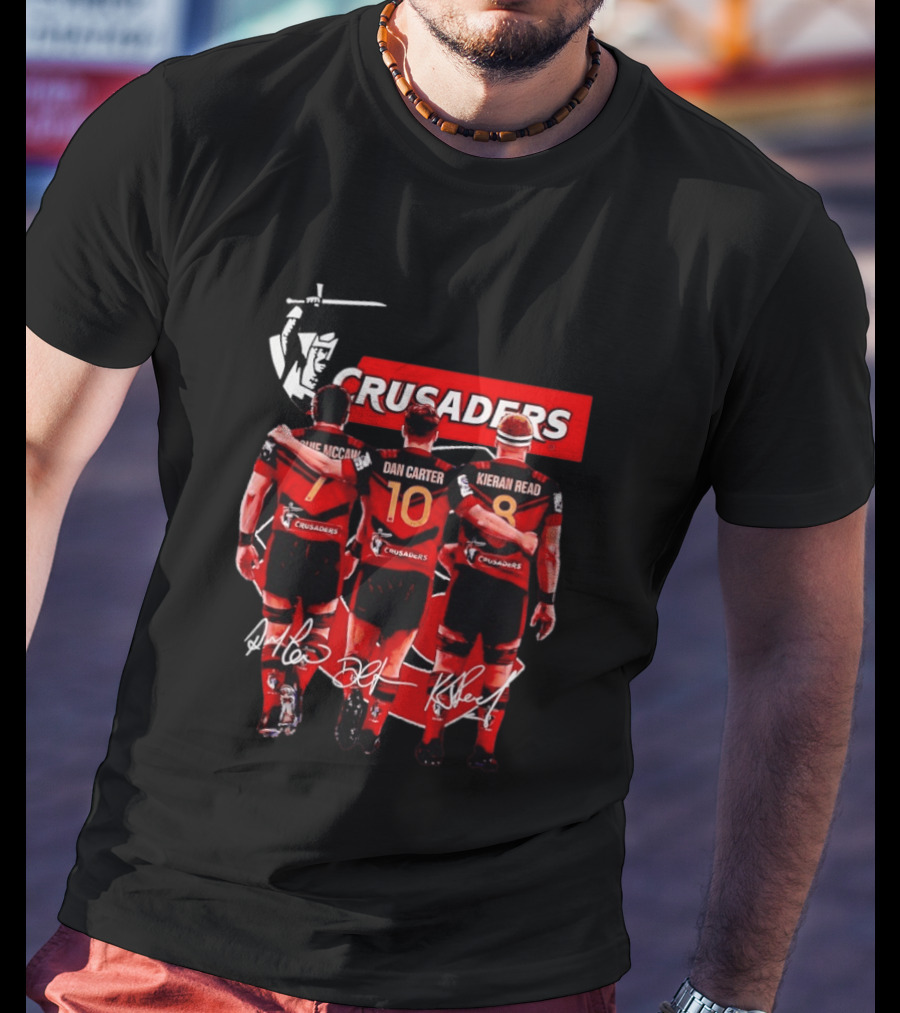 Crusaders Dan Carter Richie McCaw Kieran Read Signatures Rugby Legends Trio T-Shirt