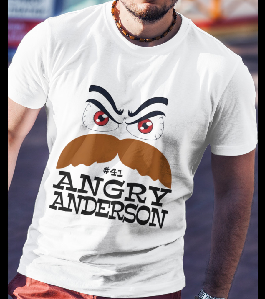 Angry Anderson #41 Big Face Brown Mustache Red Eyes T-Shirt